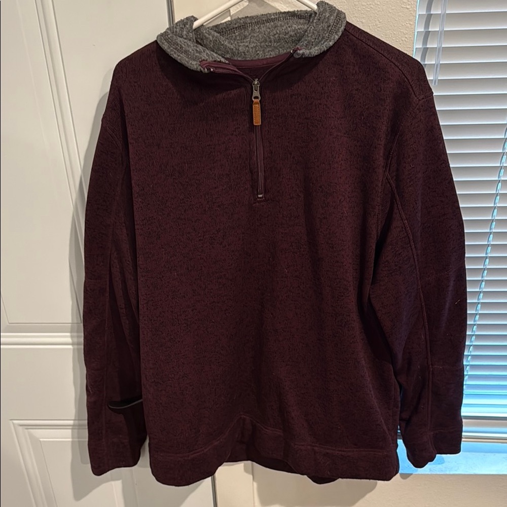 Red and Gray Zip Up Sweater